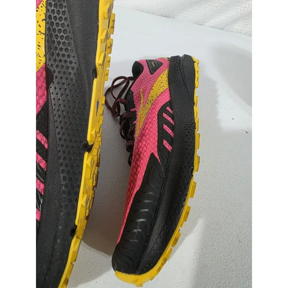 Brooks Divide 4 Shoes Womens Size 12 Pink Black Yellow Trail Running Sneakers